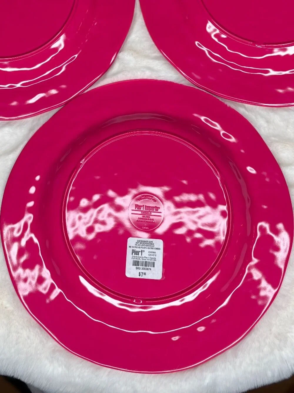Pier 1 Imports Carmelo Pink Melamine Crackle Glaze Distressed Dinner Plates-NWT